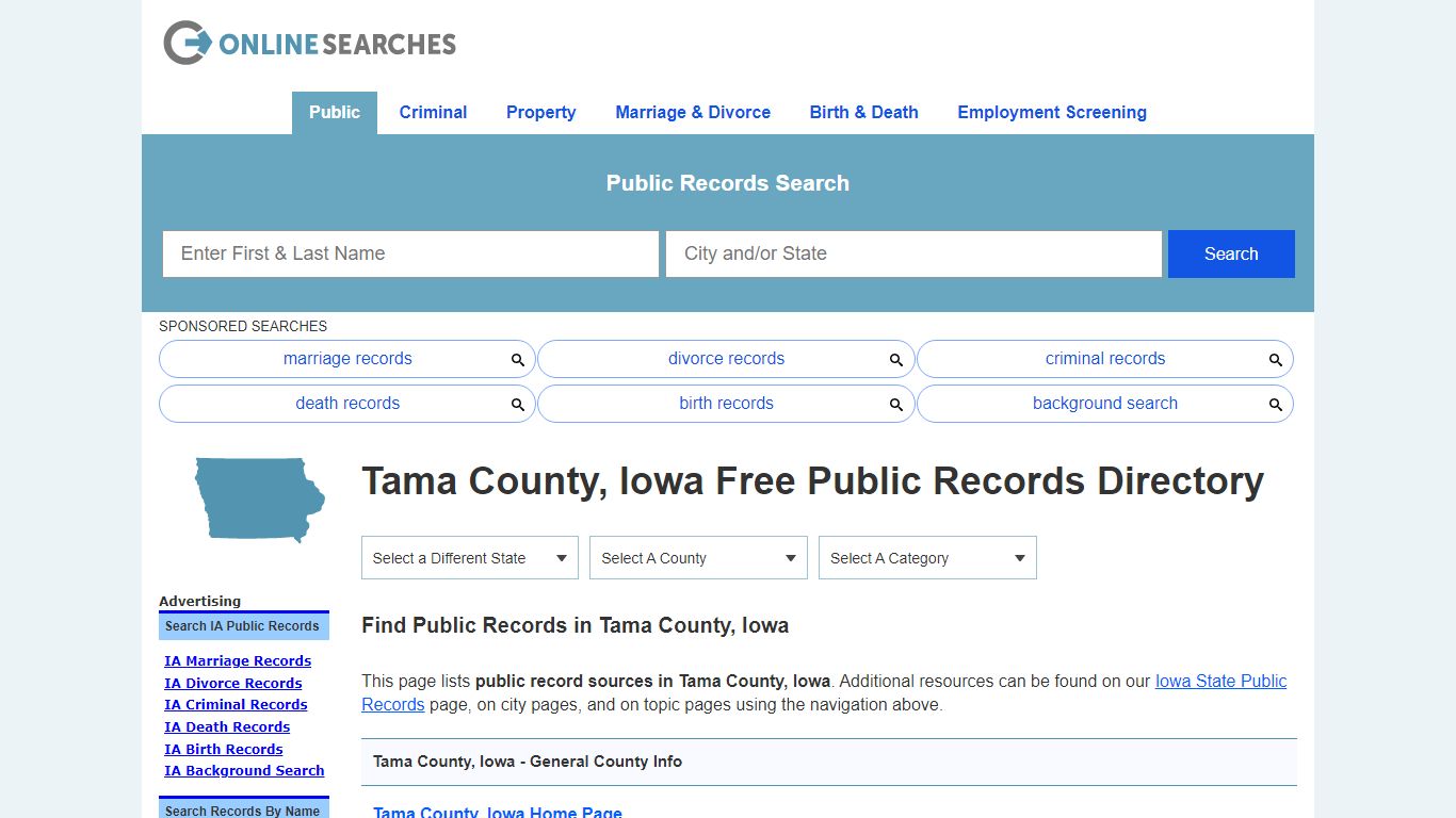 Tama County, Iowa Public Records Directory - OnlineSearches.com